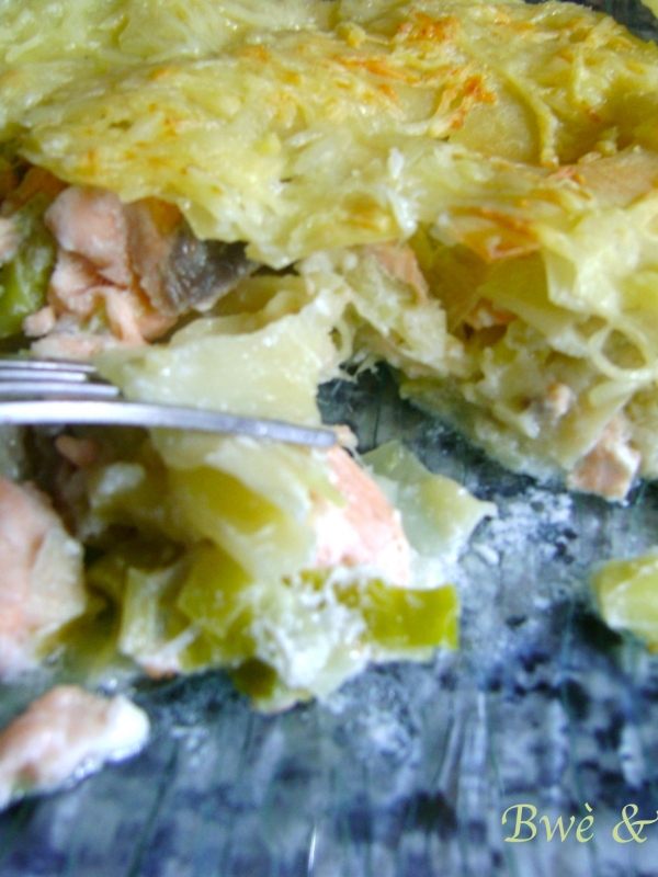 Lasagnes au saumon et aux poireaux