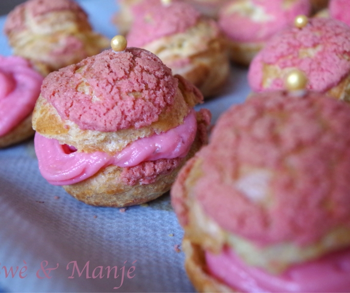 Choux craquelins aux pralines roses