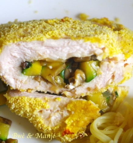 Escalope de dinde panée farcie aux légumes