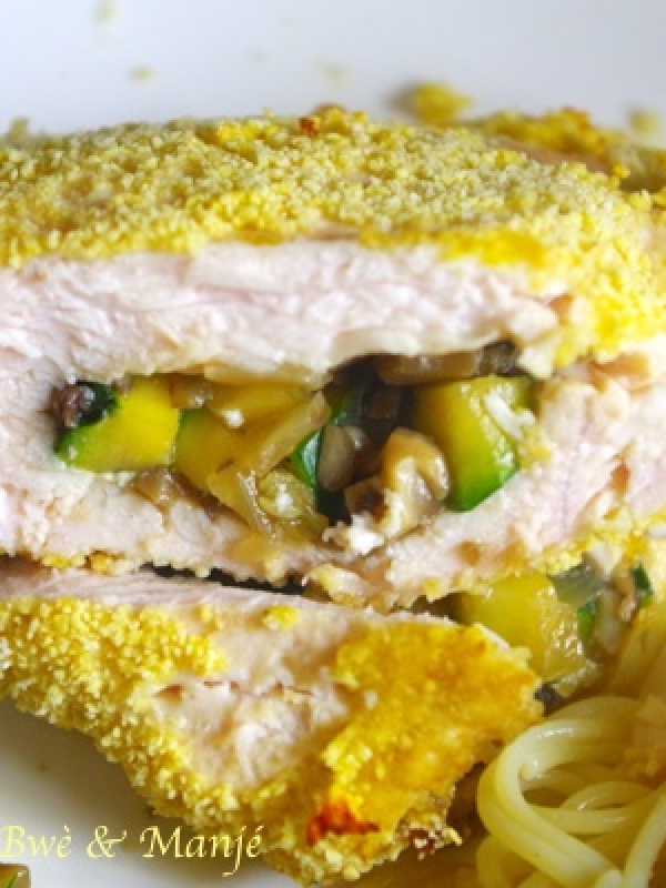 Escalope de dinde panée farcie aux légumes