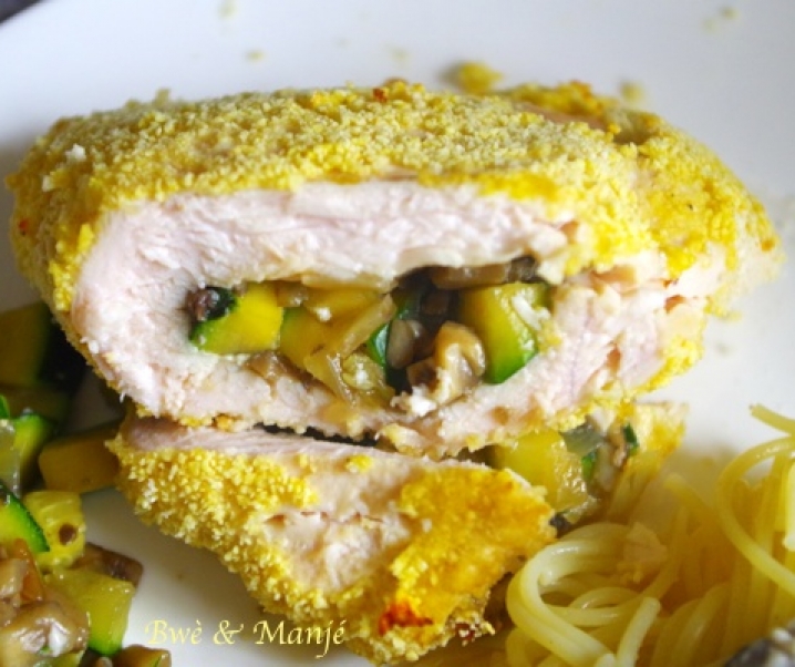 Escalope de dinde panée farcie aux légumes