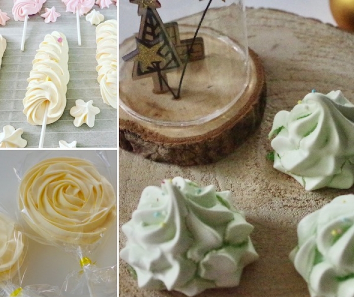Meringue française: sapins, sucettes pour Noël ou autres occasions