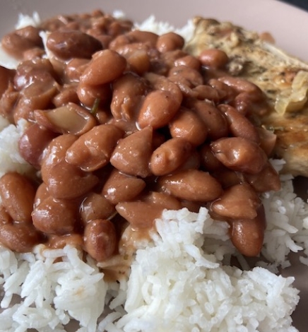 Haricots cocos roses consommés (Cuisine créole)