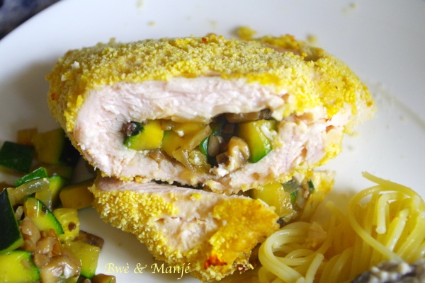 Escalope de dinde panée farcie aux légumes